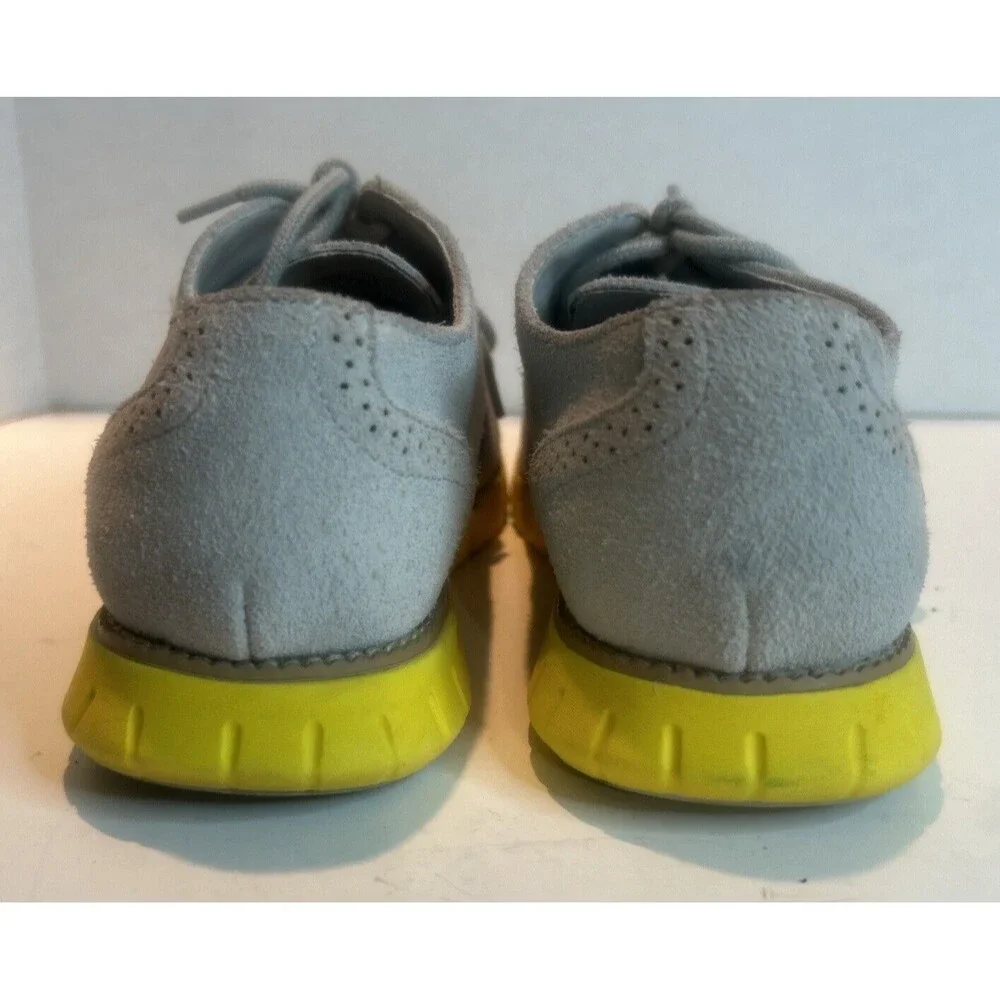 Cole Haan Boys Suede/Leather Zero Grand Oxford. Size 38 Euro. Gray With Yellow